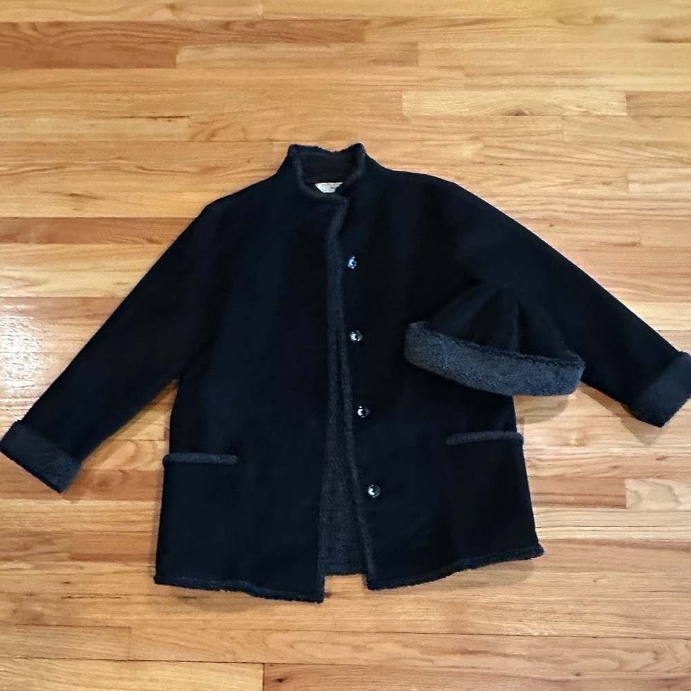 L.L. Bean Charcoal Suede Sherpa  Jacket